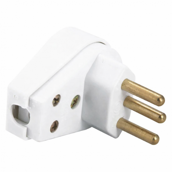 Plugue Angular 2P+T 10A 250 Volts Branco - 57402110 Tramontina