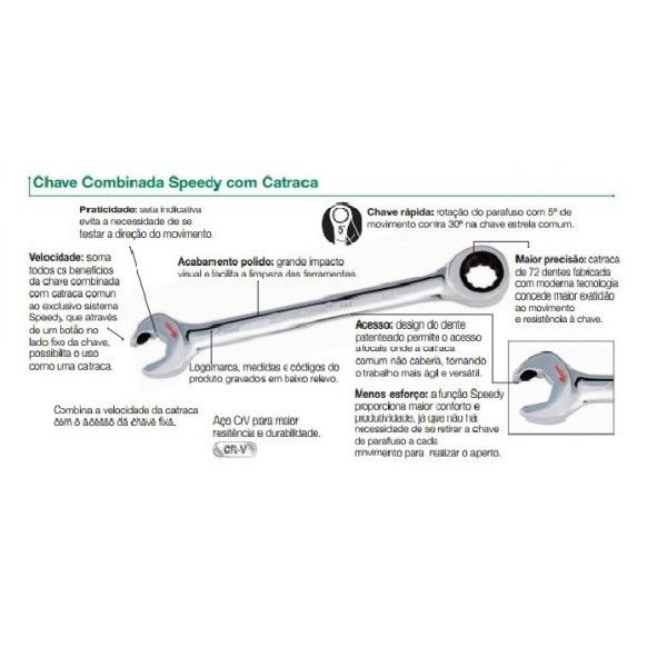 Chave Combinada Speedy com Catraca 19mm- Belzer