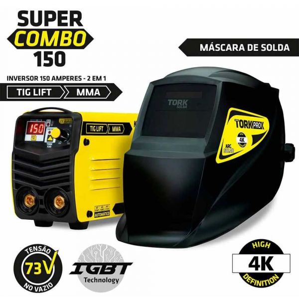 Super Combo Máquina De Solda Kab 150-BIV Máscara Automática Tork 