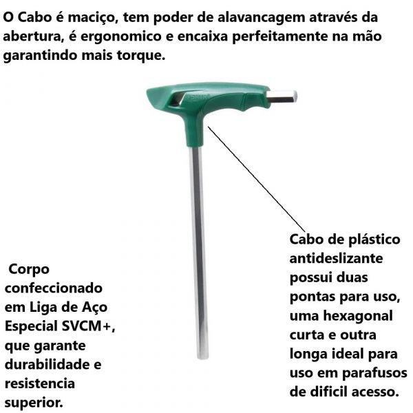 Chave Allen Hexagonal Cabo T 6mm Sata