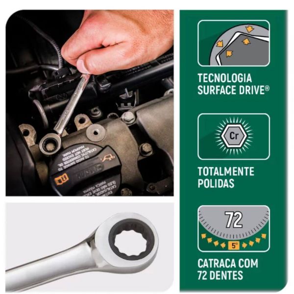 Chave Combinada Speedy 18mm com Catraca Sata