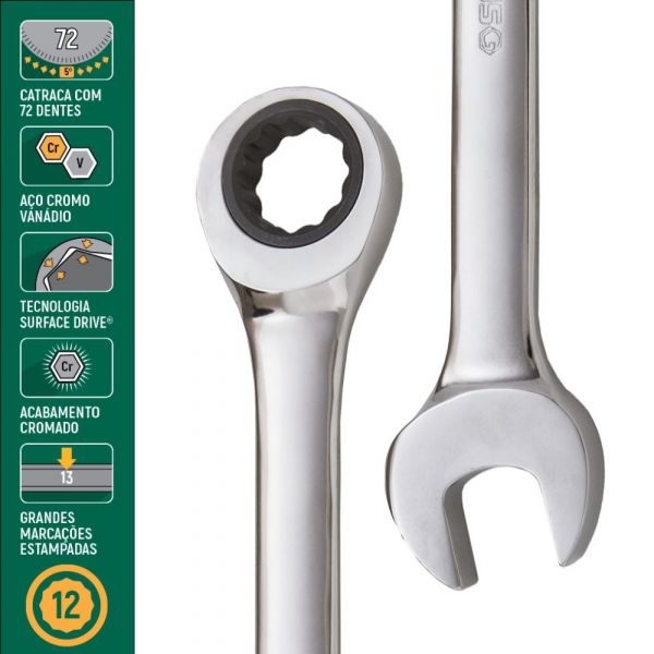 Chave Combinada com Catraca 21mm Sata