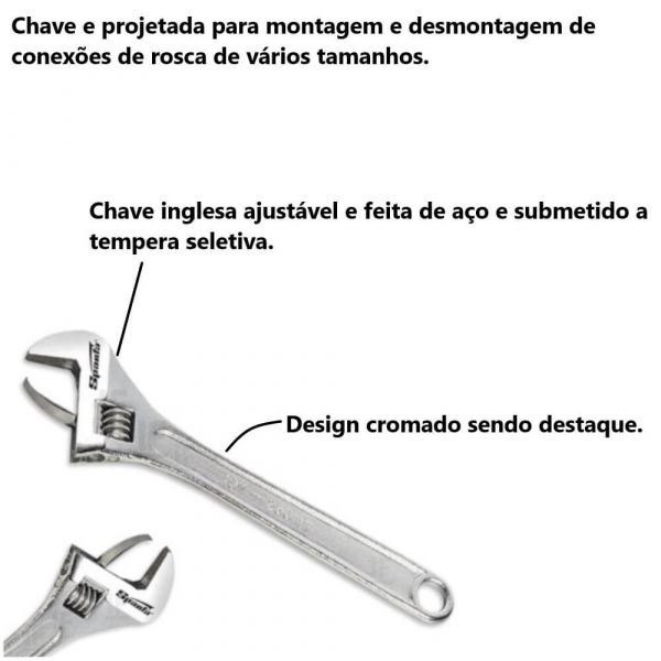 Chave Inglesa Ajustável 18 Pol. 450mm Starfer * 2891 - Chave Inglesa -  Magazine Luiza
