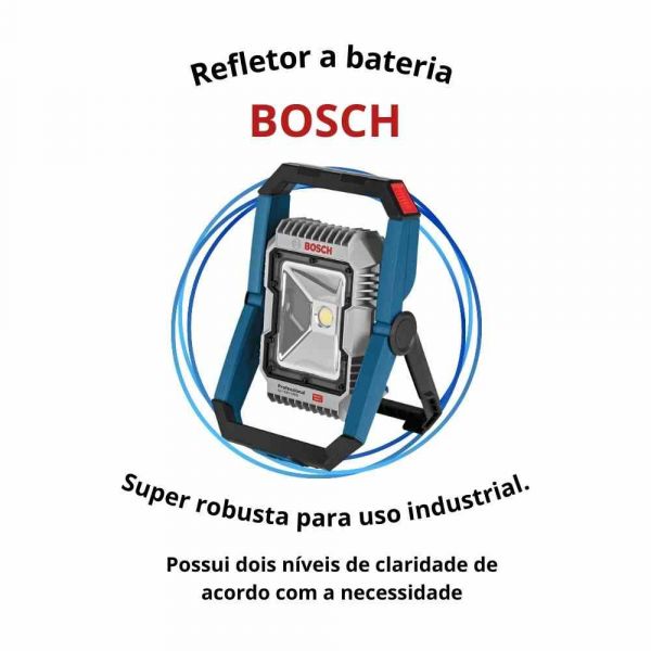 Refletor led à bateria Bosch GLI 18V-1900, 18V SB, 1900 lúmens 