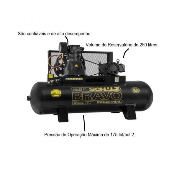Compressor Bravo Csl 30BR/250 Trifásico 250 Litros Schulz