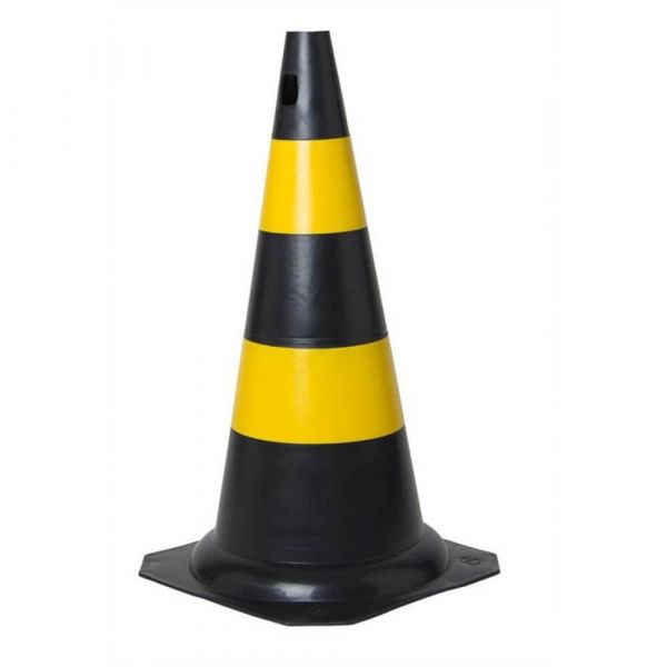 Cone Flexível 75 cm Preto/ Amarelo Refletivo Kteli