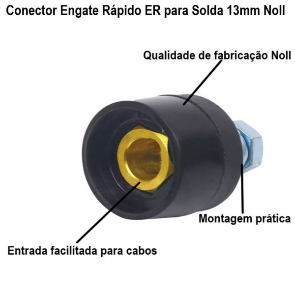 Conector Engate Rápido Fêmea ER para Maquinas de Solda 13mm Noll