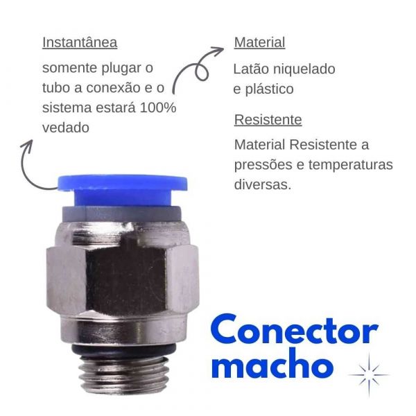 Conector Macho Instantâneo Giratório Plástico 10x1/2