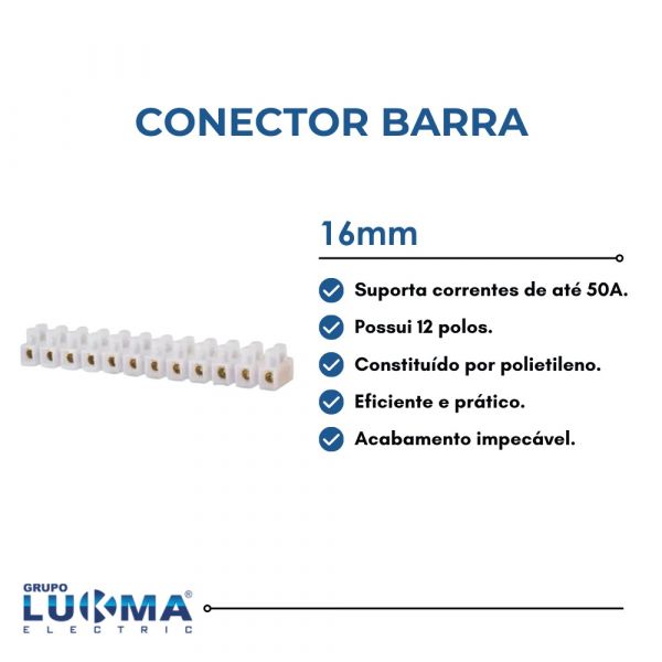Conector Termoplástico 12 Polos 50A 16mm Lukma