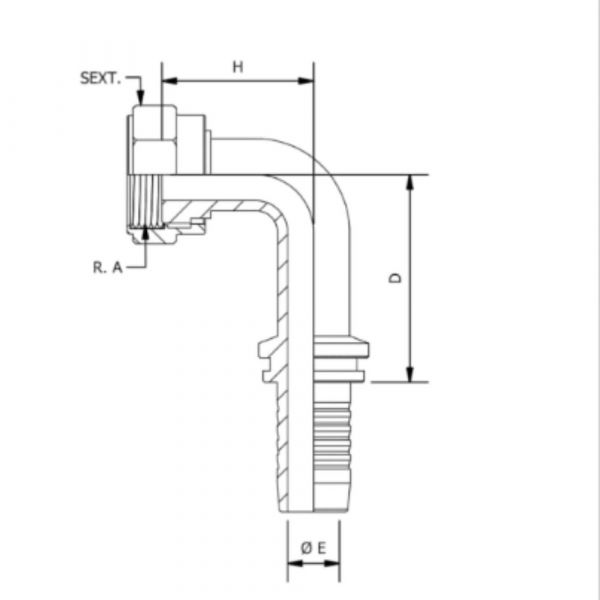 Conexão Hidráulica Cotovelo 90° 1 Pol. UNS Fêmea x 5/8 Pol. Prensável Metalquip