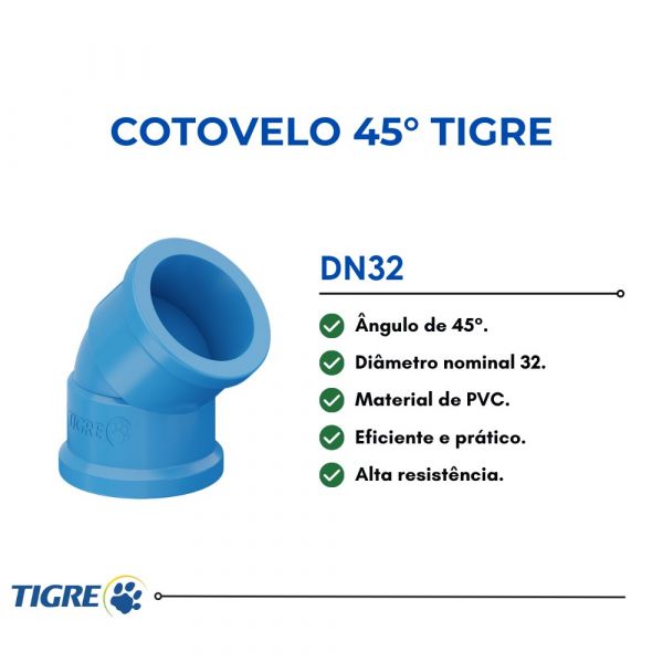 Cotovelo 45º Soldável Agro DN32 Tigre
