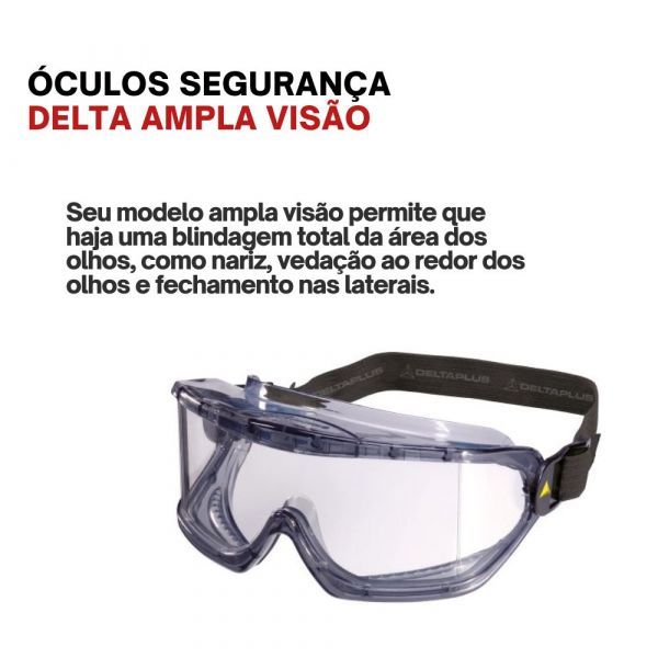 Óculos Segurança Delta Ampla Visão Incolor - Galeras Clear