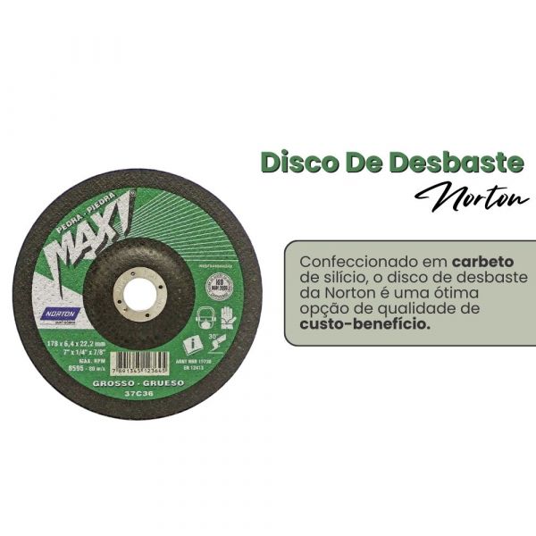 Disco De Desbaste 7X1/4X7/8” Maxi BDA670 Norton