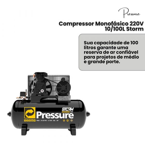 Compressor Monofásico 220V 10/100L Storm Pressure