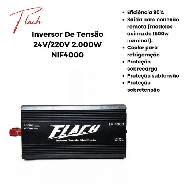 Inversor De Tensão 24V/220V 2.000W NIF4000 Flach 