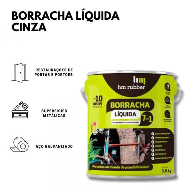 Borracha Líquida Cinza 3,6kg HM Rubber