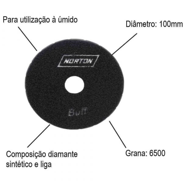 Disco Brilho D’ Água G6500 Buff Preto Norton