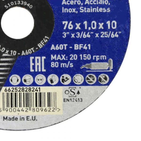 Disco de Corte Bluefire Inox 3 x 3/64 x 25/64 Pol. Norton