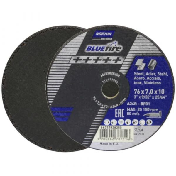 Disco de Corte Bluefire Inox 3 x 3/64 x 25/64 Pol. Norton