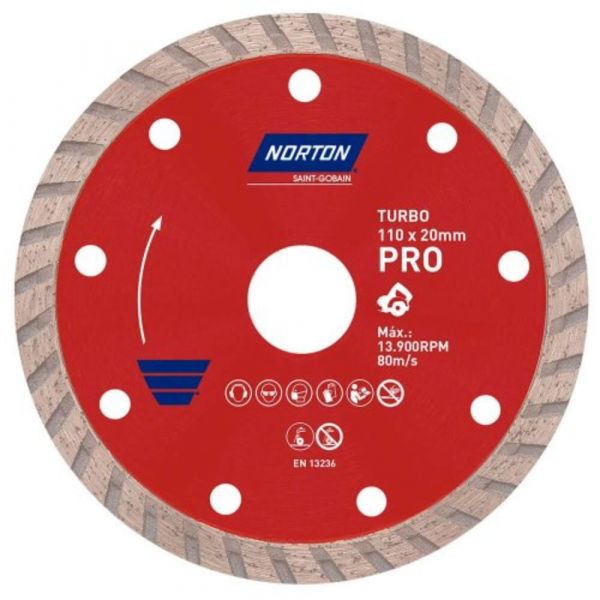 Disco de Corte Diamantado 110 x 20mm Pro Turbo Norton