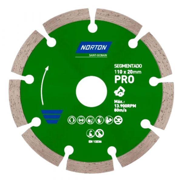 Disco de Corte Diamantado Pro 110mm Segmentado Norton