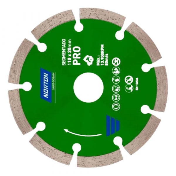 Disco de Corte Diamantado Pro 110mm Segmentado Norton