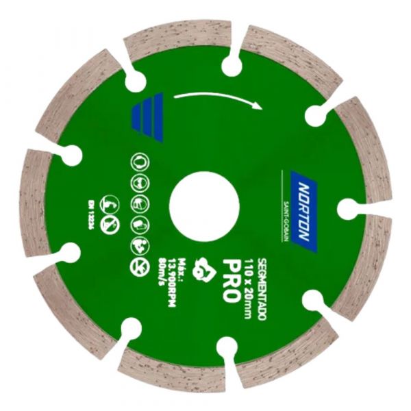 Disco de Corte Diamantado Pro 110mm Segmentado Norton