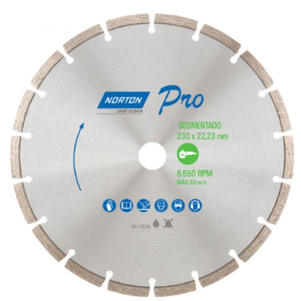 Disco de Corte Diamantado Pro Segmentado 230 x 22,23mm Norton