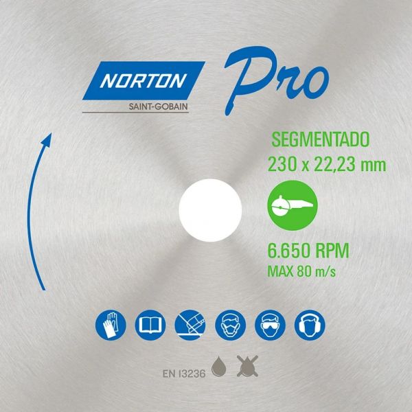 Disco de Corte Diamantado Pro Segmentado 230 x 22,23mm Norton
