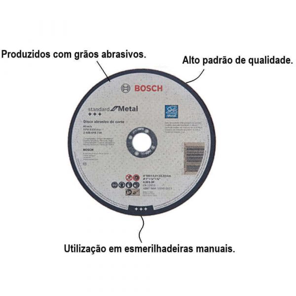Disco De Corte Standard For Metal 180x3,0mm Centro Reto Bosch