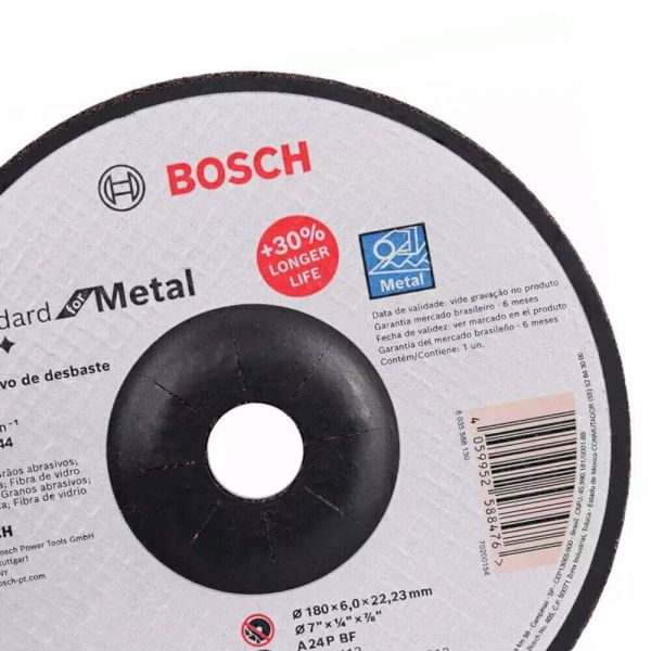 Disco De Desbaste Bosch Standard For Metal 180 x 6,0mm Centro Deprimido