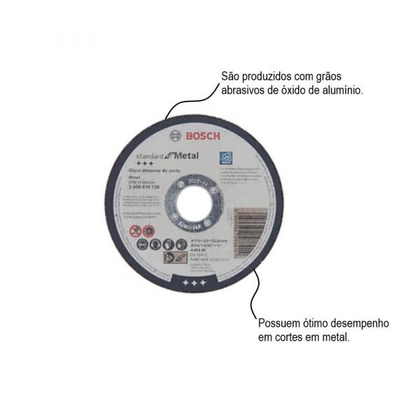 Disco de corte Bosch Standard for Metal 115x2,5mm centro reto