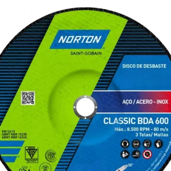 Disco de Desbaste Clássic 4.1/2 x 1/4 x 7/8 Pol. BDA600 Norton