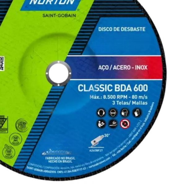 Disco de Desbaste Clássic 4.1/2 x 1/4 x 7/8 Pol. BDA600 Norton