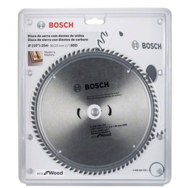Disco de Serra Circular Eco 254x30mm 80 Dentes Bosch