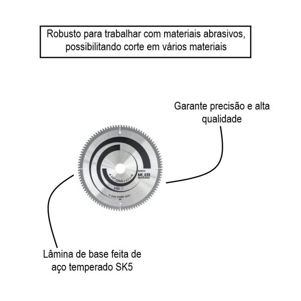 Disco serra Circular Bosch Multimaterial ø254x30mm 100D