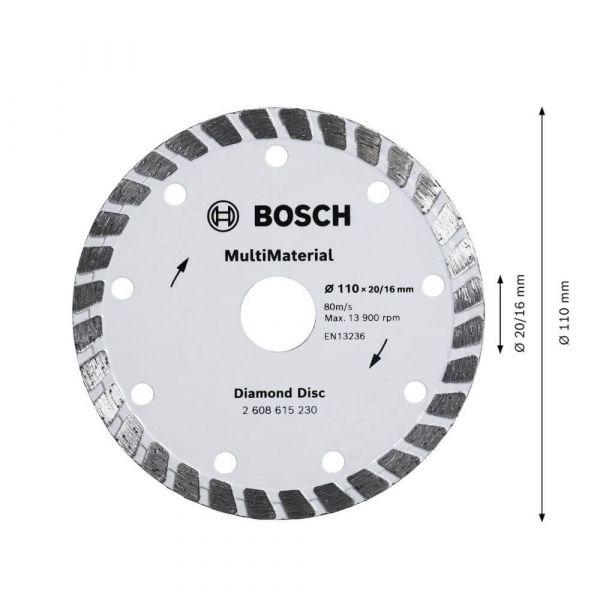 Disco Diamantado Bosch MultiMaterial Turbo 110x20/16x8mm