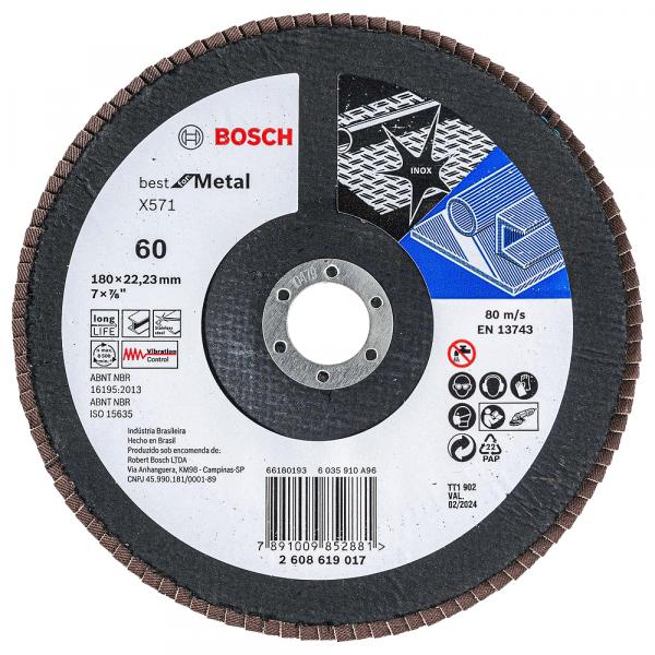 Disco Flap Best For Metal Grão 60 7 Pol. x 180mm X571 Bosch