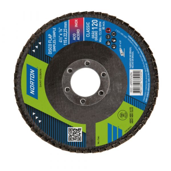 Disco Flap Classic 4.1/2 Pol. Grão 120 Norton