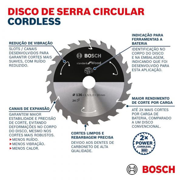 Disco Serra Circular 12 Dentes Standard for Wood 165x20mm Bosch