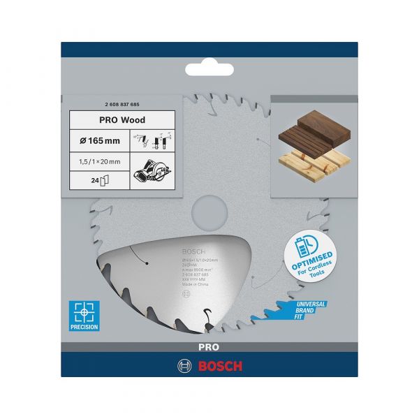 Disco Serra Circular Standard for Wood ø165x20mm 24 Dentes Bosch