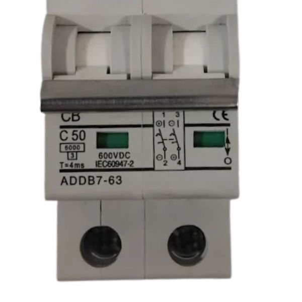 Disjuntor Solar CC Bipolar 600 VDC 50A ADBB7-63 Adels Panda Energia Solar