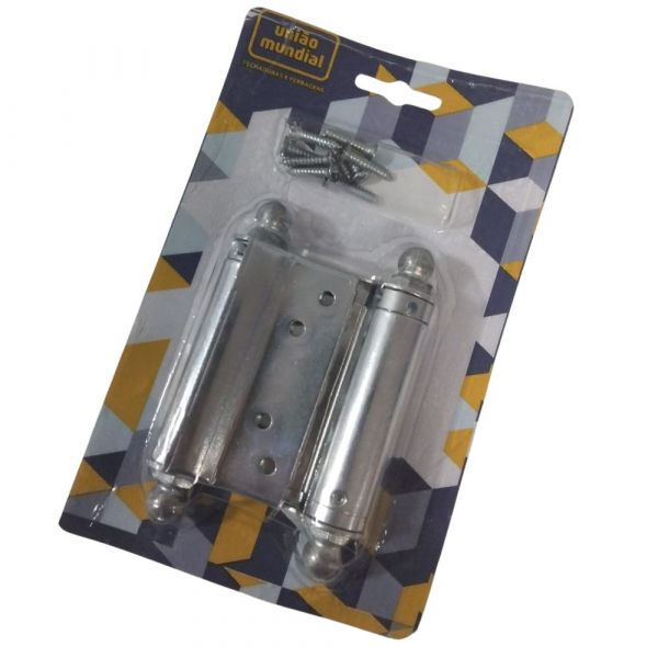 Dobradiça Aço Vai e Vem 3 Pol. Cromado União Mundial