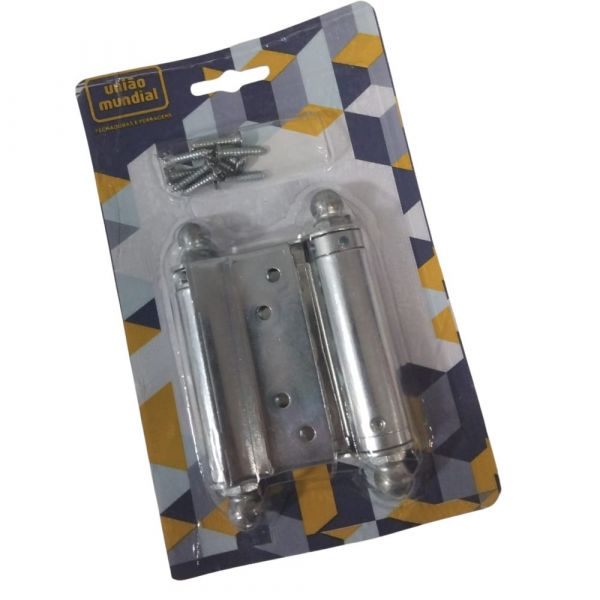 Dobradiça Aço Vai e Vem 3 Pol. Cromado União Mundial