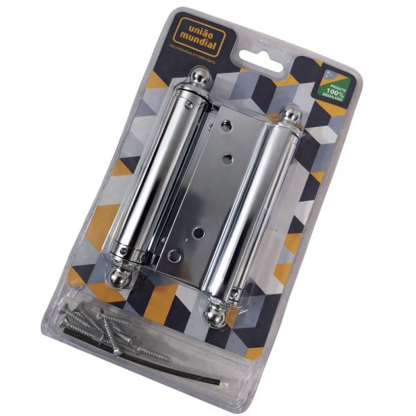 Dobradiça Aço Vai e Vem 4 Pol. Cromado União Mundial