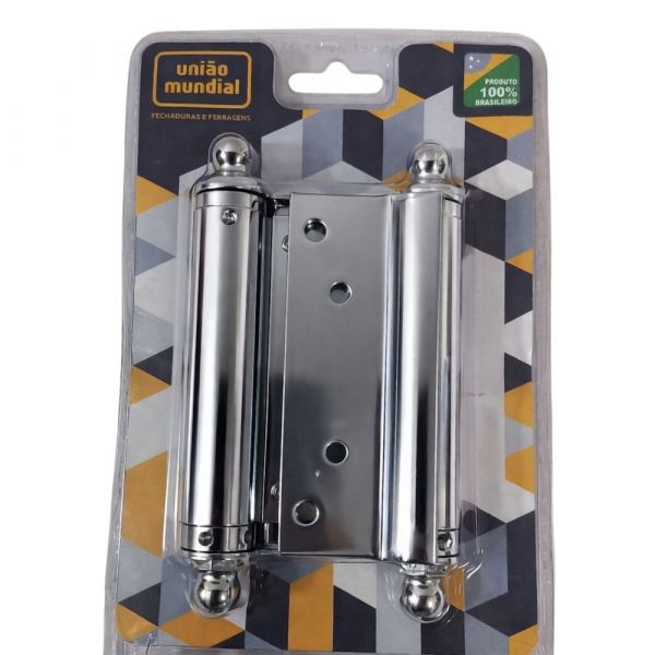 Dobradiça Aço Vai e Vem 4 Pol. Cromado União Mundial