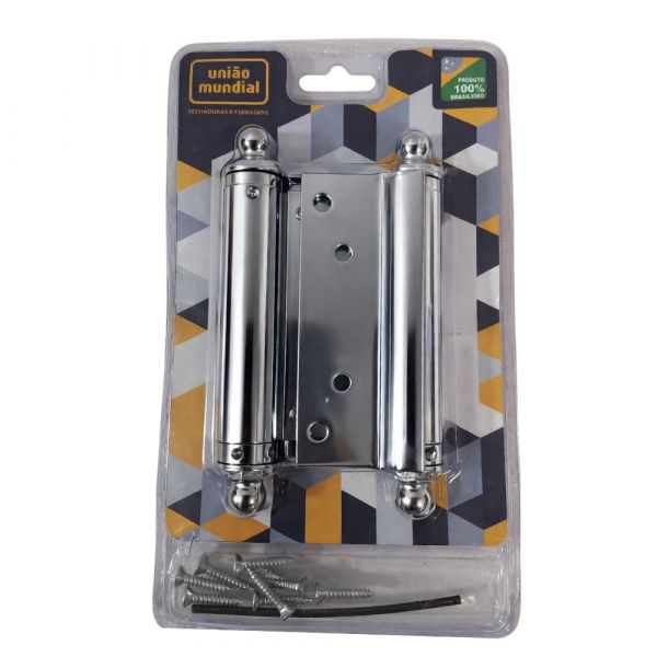 Dobradiça Aço Vai e Vem 4 Pol. Cromado União Mundial