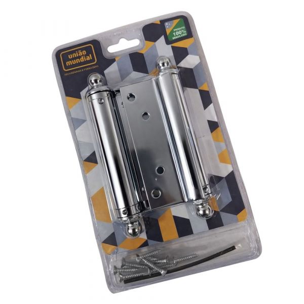 Dobradiça Aço Vai e Vem 4 Pol. Cromado União Mundial