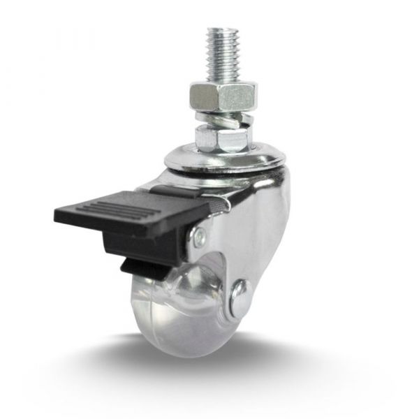 Rodízio Giratório 1.3/8 Freio Espiga Roda Poliuretano Transparente 30kg Colson