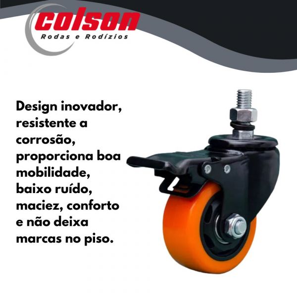 Rodízio Giratório 2” Com Espiga e Freio 40Kg Colson